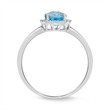 Halo ring 14ct white gold 18 diamonds blue topaz
