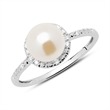 Ring 14ct White Gold Diamonds Freshwater Pearl