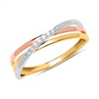 Tricolor 14ct gold ring with diamonds