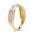 Tricolor 14 quilates anillo de oro con diamantes
