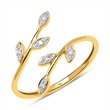 14ct gold ring in leaf design with diamonds