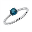 Diamond Ring In 14ct White Gold With Blue Topaz