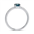 Diamond ring in 14ct white gold with blue topaz