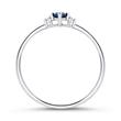 Ladies ring in 14K white gold with sapphire and diamonds