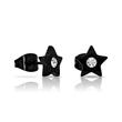 Black stainless steel stud earrings star with zirconia