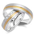 Wedding rings 14ct yellow-white gold 3 diamonds