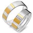 Wedding rings 14ct yellow-white gold 3 diamonds