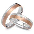 8ct red and white gold wedding rings with diamond