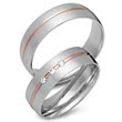 Wedding rings 14ct red and white gold 3 diamonds