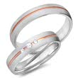 8ct red and white gold wedding rings 3 diamonds