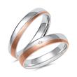 Wedding rings in white and rose gold with diamond