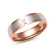 White and rose gold wedding rings with diamond