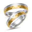 Wedding rings in white and yellow gold with diamond