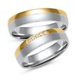 Wedding rings in white and yellow gold with 5 diamonds
