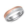 White and rose gold wedding rings with 3 diamonds