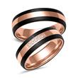 Rose gold and carbon wedding rings with 5 diamonds