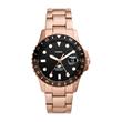Men's blue gmt watch in rose gold-plated stainless steel