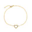 Pulsera corazón en oro 14 quilates ancho ajustable