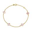 14K Gold Bracelet For Ladies With Mother-Of-Pearl Flowers