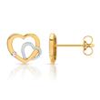 Ear studs in 8ct yellow gold double heart