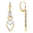 Earrings hearts of 8ct gold with zirconia