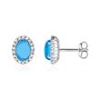 Oval stud earrings for ladies in 9K white gold with zirconia