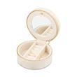 Round jewellery storage case in beige canvas