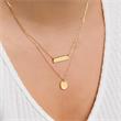 Ladies 9K gold necklace in layered look with engraving