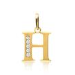 8 karaat gouden letter H hanger met Zirkonia