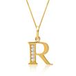 8 karaat gouden letter R hanger met Zirkonia