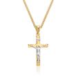 Necklace with pendant cross jesus yellow gold white gold