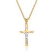 Kette mit Anhänger Kreuz Jesus Gelbgold Weißgold