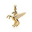 Pendant winged horse in 8ct gold with zirconia