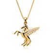 Pendant winged horse in 8ct gold with zirconia