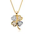 Necklace cloverleaf of 8ct gold with white zirconia