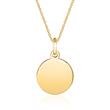 Engravable pendant in 14K gold, round