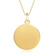 14 quilates cadena de oro con colgante circular, grabable