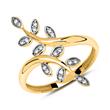 8ct gold ring leaf tendrils in 8ct gold with zirconia