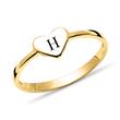 Ladies heart ring in 375 yellow gold, engravable