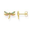 Stud earrings dragonfly in gold-plated sterling silver