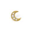 Single stud earrings moon in 925 silver, gold-plated