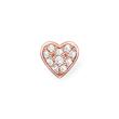 Single earring heart in 925 silver, rosé