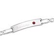 Silver bracelet red zirconia engraving