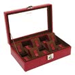 Watch case cordoba red leather for 10 watches