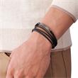Engravable vintage casual bracelet in leather and stainless steel