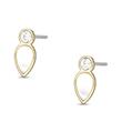Teardrop ear studs in stainless steel with mother-of-pearl, IP gold