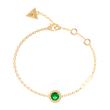 Stainless Steel Engraved Bracelet, Gold With Crystal, Green