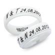White ceramic wedding rings laser engraving 7mm matt