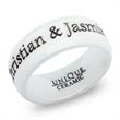 White ceramic wedding rings laser engraving 8mm matt