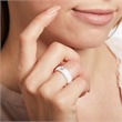White Ceramic Ring For Ladies With Zirconia, Engravable